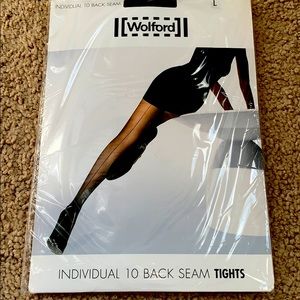 Wolford Black Back Seam Tights NIB size large